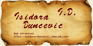 Isidora Dunčević vizit kartica